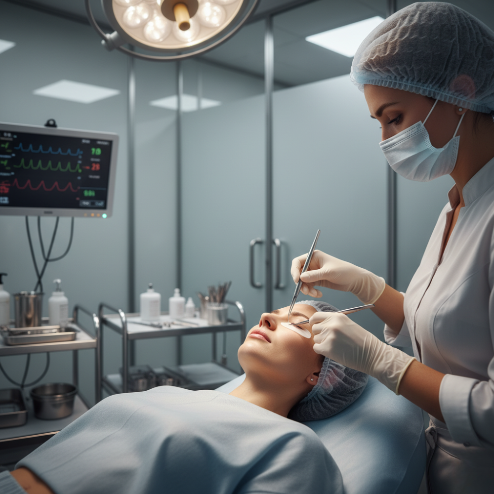 Intervention de greffe de cheveux réalisée par une équipe médicale